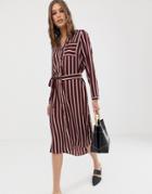 Vero Moda Stripe Midi Shirt Dress-red