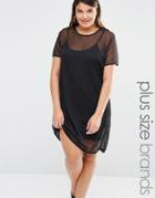 Missguided Plus Mesh T-shirt Dress - Black
