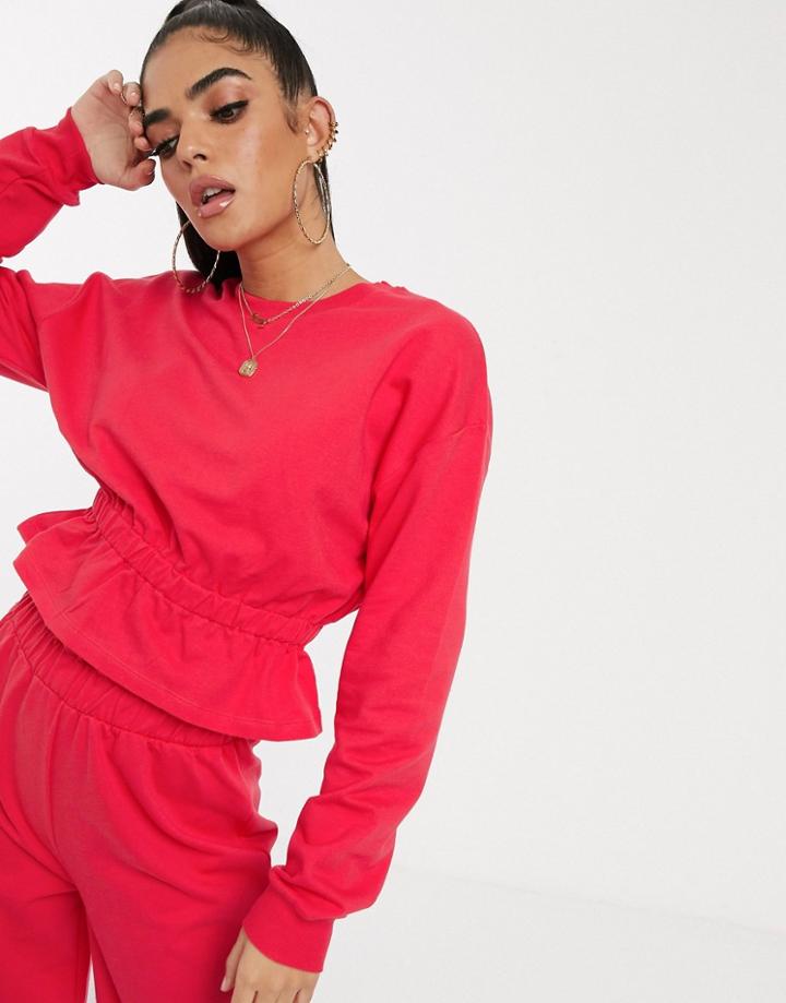 Asos Design Lounge Mix And Match Waist Detail Sweat-red