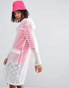 Asos Design Hooded Transparent Rain Coat In White - Gray