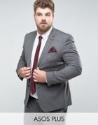 Asos Plus Super Skinny Suit Jacket In Salt & Pepper - Multi