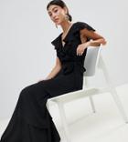 Lost Ink Petite Maxi Dress With Ruffle Tiers - Black