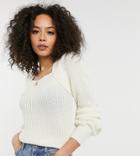 Vero Moda Tall Sweater With Square Neck And Volume Sleeves In Cream-black