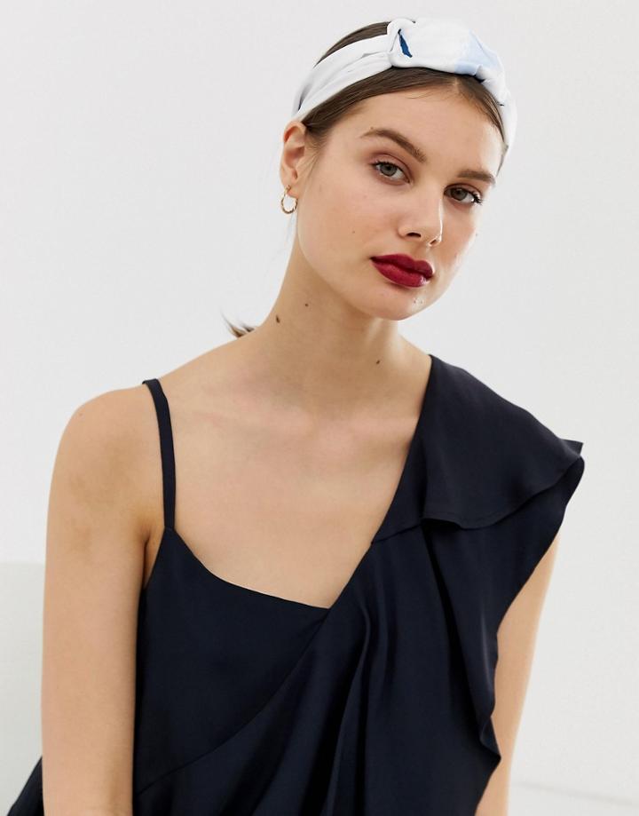 Asos Design Knot Front Headband In Abstract Print - Multi