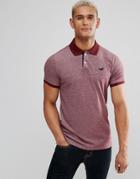 Hollister Polo Stretch Pique Icon Logo Slim Fit In Red Oxford - Red