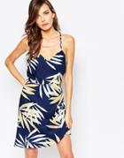 Finders Keepers Ritual Union Navy Leaf Print Dress - Navy Leaf