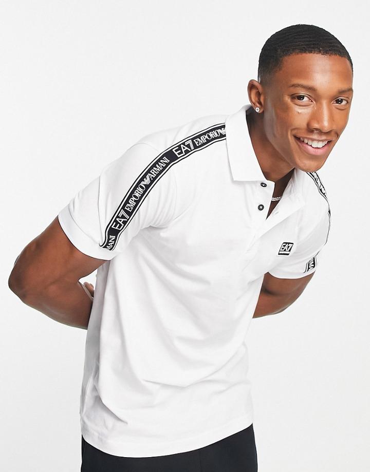 Armani Ea7 Taped Polo In White