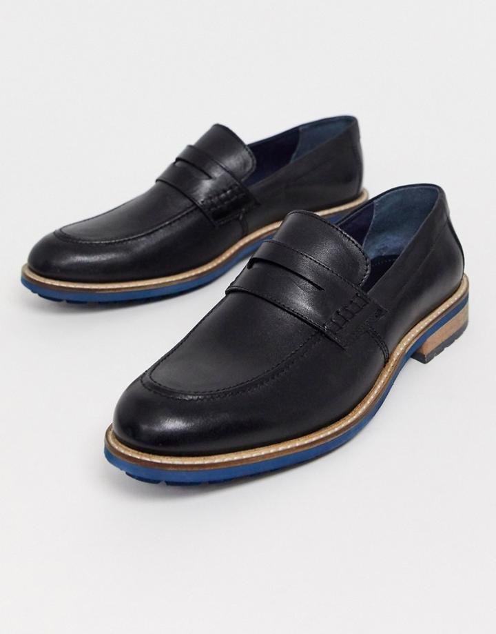 Silver Street Leafher Penny Loafer In Black - Black