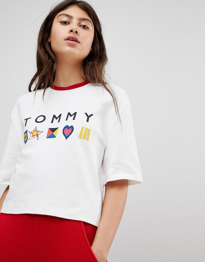 Tommy Hilfiger Sweat Tee With Logo - White