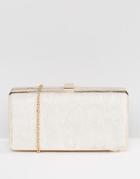 True Decadence Faux Fur Box Clutch Bag - Cream