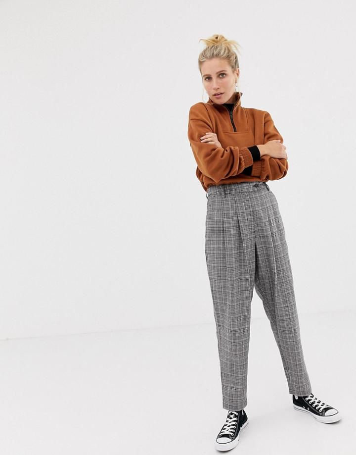 Asos Design Peg Pants In Check - Multi