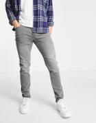 Topman Organic Cotton Blend Stretch Skinny Jeans In Mid Gray-grey