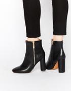 Truffle Collection Alice Zip Heeled Ankle Boots - Black Pu