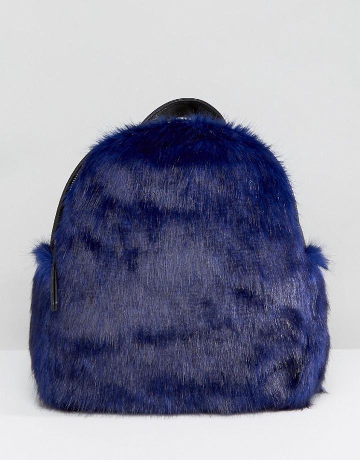 Skinnydip Mini Faux Fur Backpack - Blue