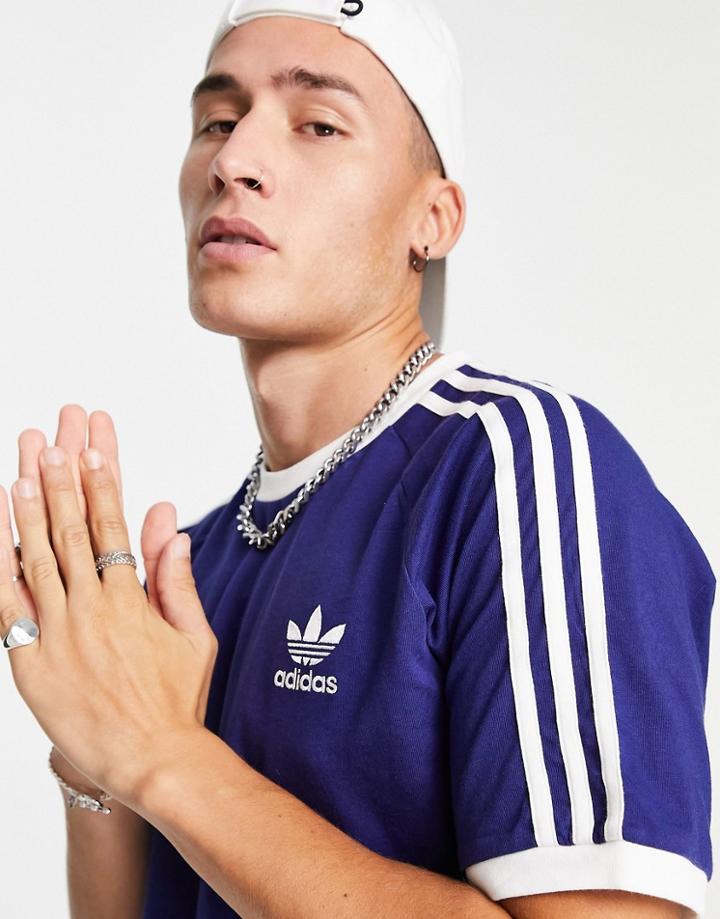 Adidas Originals Adicolor Three Stripe T-shirt In Navy