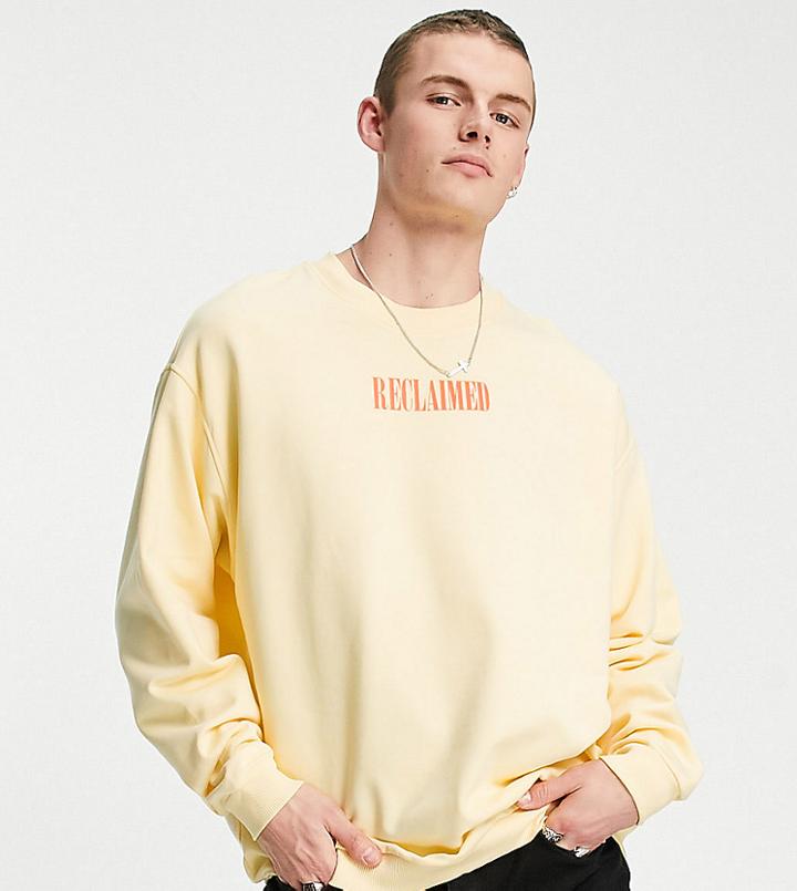 Reclaimed Vintage Inspired Logo Sweatshirt In Yellow