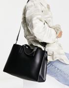 Claudia Canova Shoulder Strap Square Tote Bag In Black