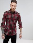 Asos Muscle Western Check Shirt - Red