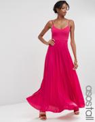 Asos Tall Cami Maxi Dress With Pleated Skirt - Bright Rose