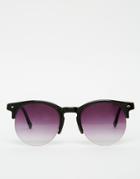 7x Round Sunglasses With Half Frame - Black