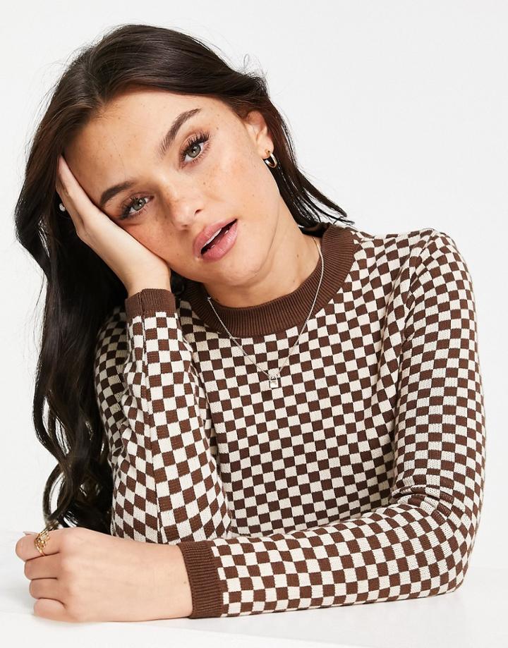 Pull & Bear Knitted Jacquard Top In Brown - Part Of A Set