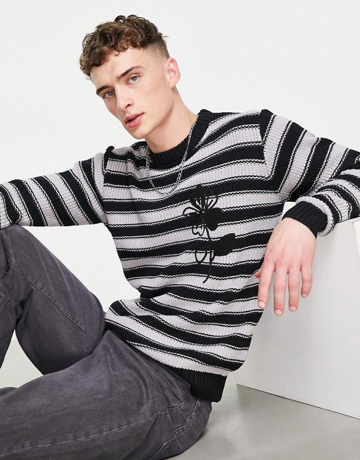Bolongaro Trevor Brooke Floral Knit Crew Neck Sweater-black