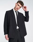 Bershka Crossed Blazer In Black