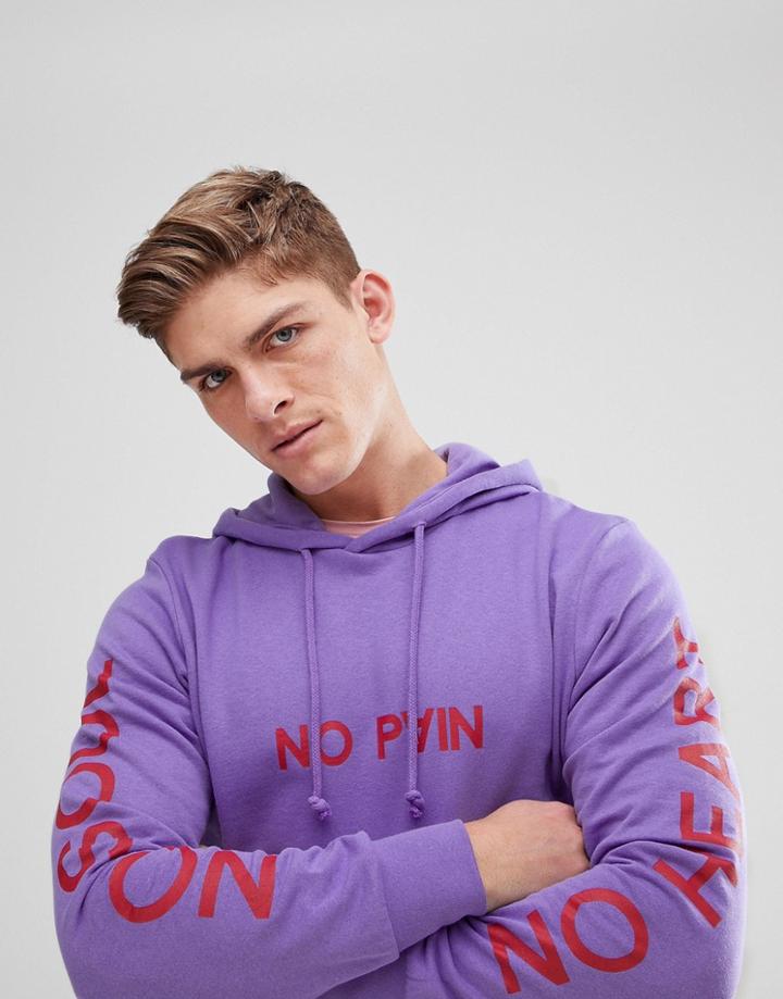 Jack & Jones Originals Hoodie With Chest And Arm Slogan - Purple