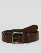 Asos Design Faux Leather Wide Belt In Brown With Burnished Buckle - Brown