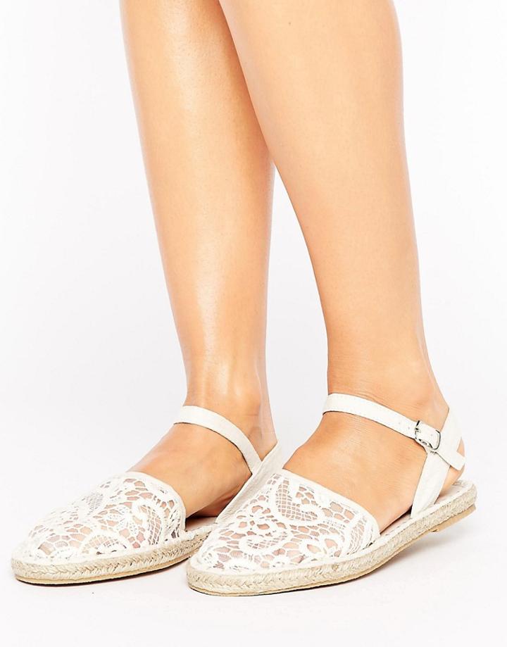 Vero Moda Lace Detail Espadrille Sandals - Cream