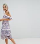 Vero Moda Petite Paisley Print Cold Shoulder Midi Dress-multi