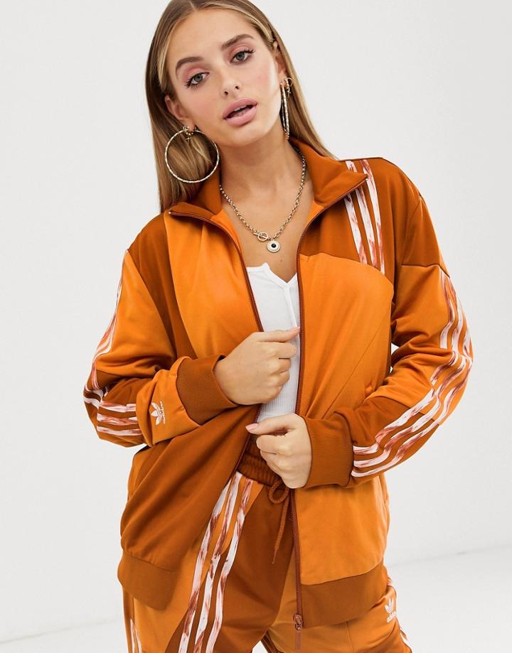 Adidas Originals X Danielle Cathari Deconstructed Firebird Track Jacket In Orange - Orange