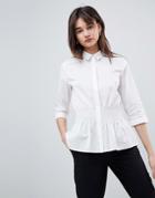 Selected Shirt With Waist Detail - White