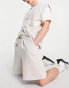 Asos Design Coordinating Oversized Smart Jersey Shorts In Oatmeal Heather-neutral