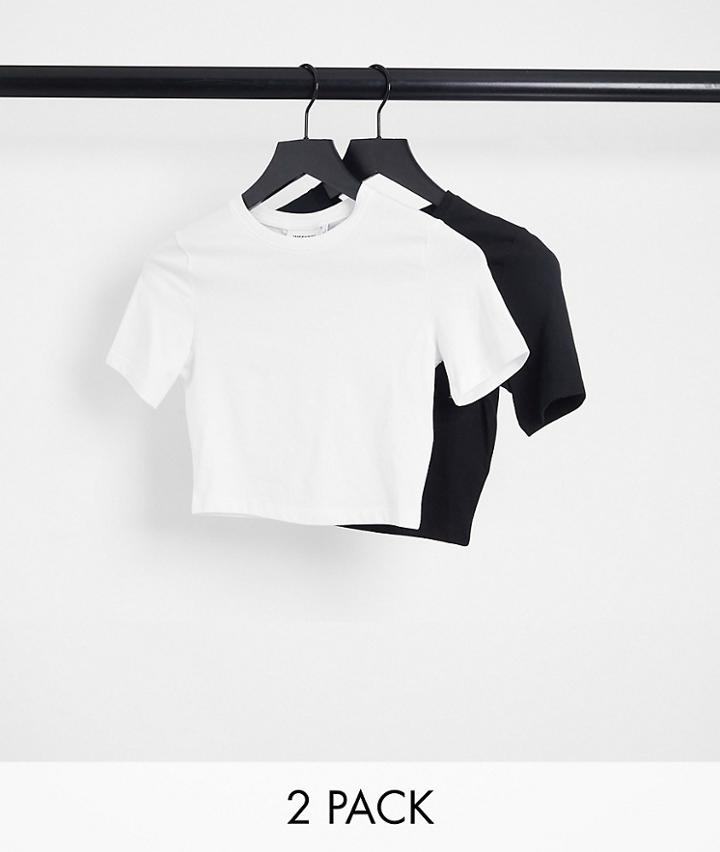 Weekday Mini 2 Pack Cropped T-shirt In Black And White-multi