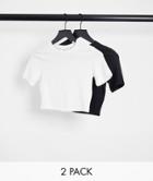 Weekday Mini 2 Pack Cropped T-shirt In Black And White-multi