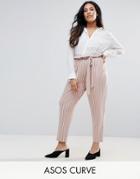Asos Curve Peg Pants With Oversized Bow In Stripe - Multi