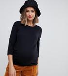 New Look Maternity 3/4 Length Sleeve Plain Top - Black