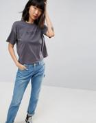 Asos Boxy Tee With Respect Print - Gray