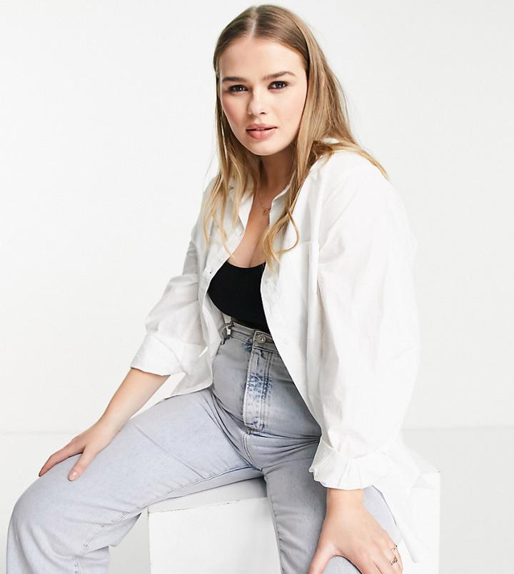 New Look Curve Poplin Shirt In White