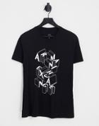 Armani Exchange 3d Block Text Logo Print T-shirt In Black
