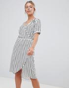 Jdy Short Sleeve Stripe Wrap Dress - Multi