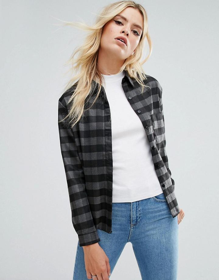 Daisy Street Check Shirt - Gray