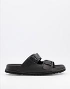 Asos Design Sandal In Black Rubber With Buckle