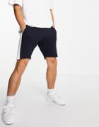 Le Breve Panel Jersey Shorts In Navy