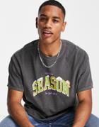 New Look Oversized Christmas T-shirt With Tis The Season Print In Mid Gray