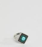 Reclaimed Vintage Inspired Burnished Silver Ring With Blue Gem Exclusive To Asos - Silver