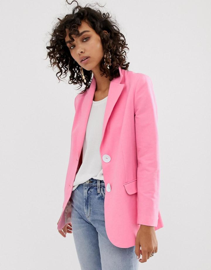 Asos White Oversized Suit Jacket - Pink