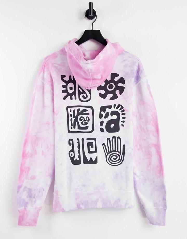 Topman Tie Dye Print Hoodie In Purple