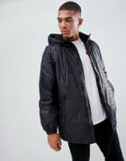 Love Moschino Zip Thru Hooded Windbreaker With Hollogram - Black